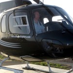 Matt Christie in a helicopter